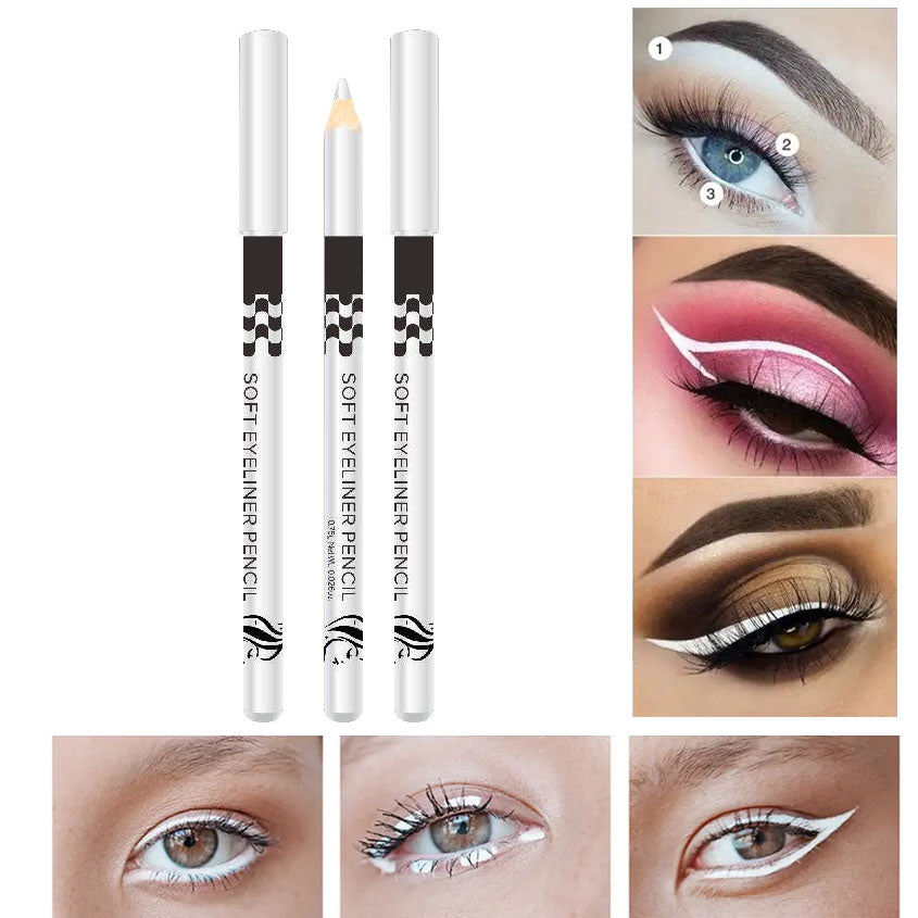 BTF White Soft Kohl Eyeliner Pencil for Eyelashes, Waterline Eyes Create any Eye Shape - Set of 3