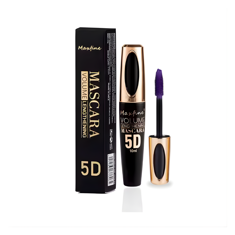 Mascara, 5D silk fiber mascara, extra-long thick mascara, waterproof, sweat-proof, non-smudging and lasting makeup all day (purple)