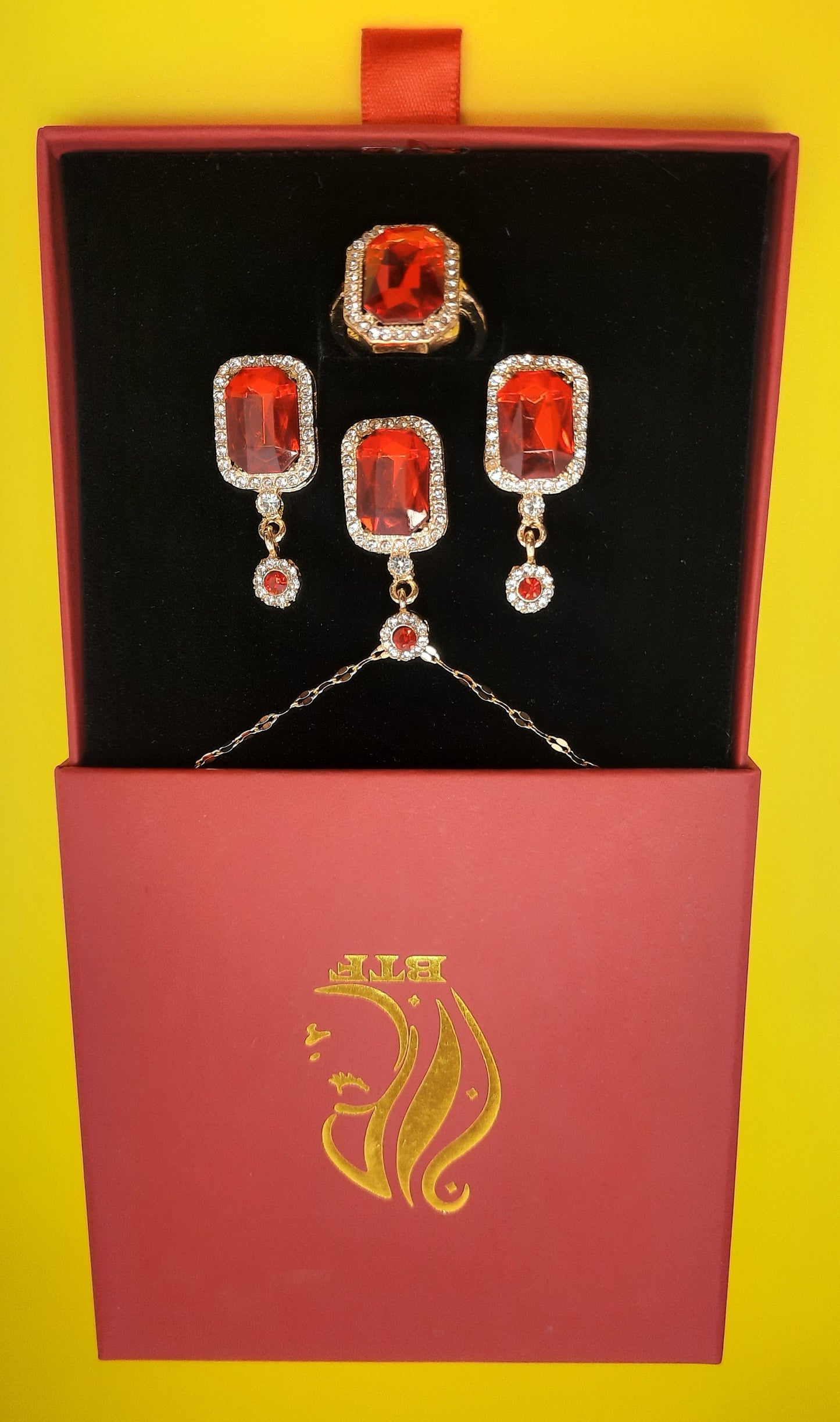 Elegant Women’s Jewellery Set - Gemstone Earrings, Necklace & Ring - Perfect for Weddings, Parties & Special Moments