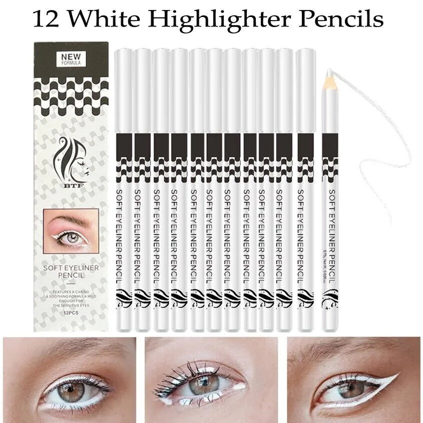 BTF White Soft Kohl Eyeliner Pencil for Eyelashes, Waterline Eyes Create any Eye Shape