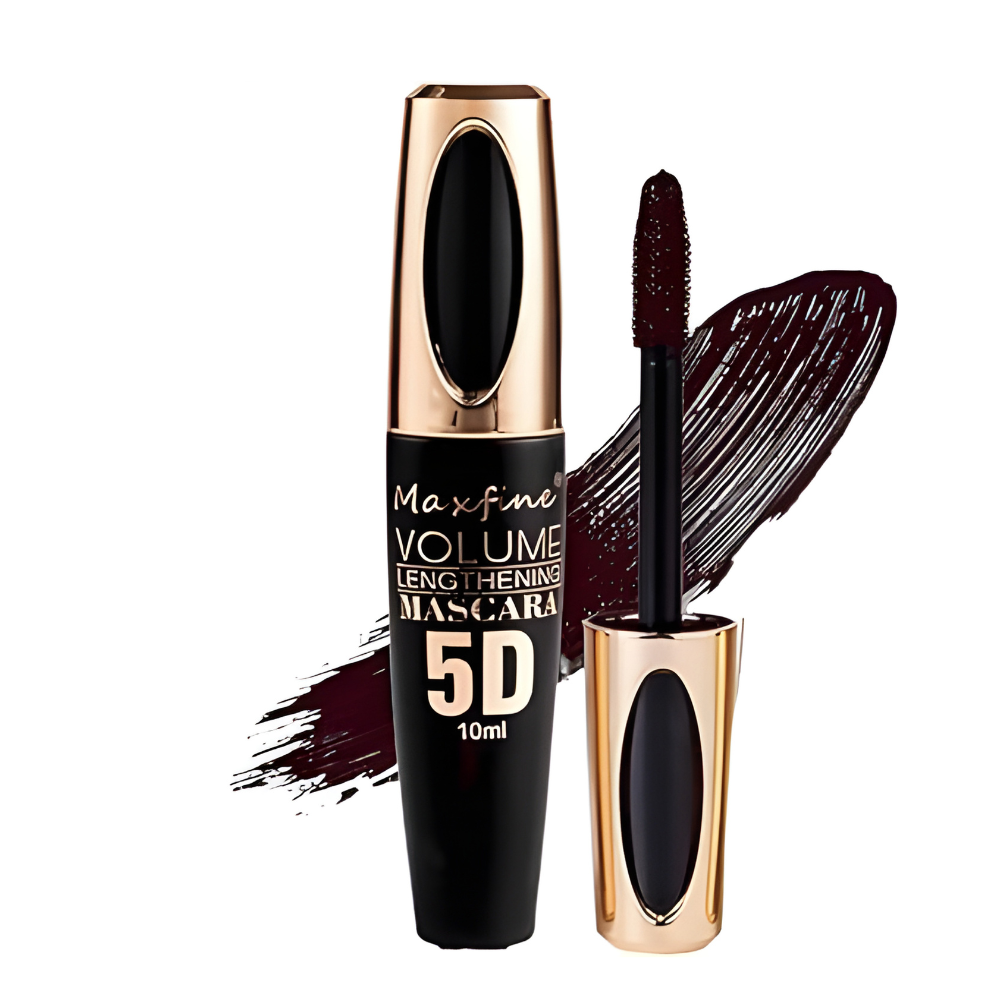 5D Fiber Brown Mascara, Volumizing, Lengthening & Curling Lash Mascara, Long-Lasting No-Smudge Formula