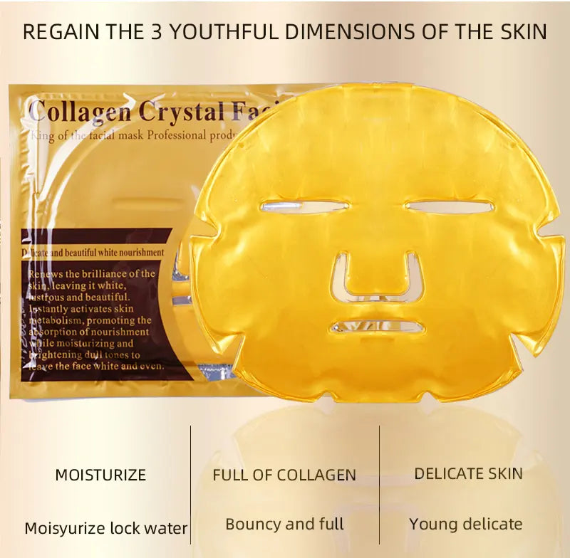 24K Gold Bio Collagen Crystal Face Facial Mask, Anti ageing Skin Care, LuxeLift Facial Mask for Youthful Skin Pack of 5