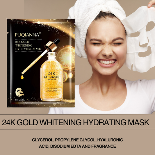 Pack of 5, 24K Gold Collagen Sheet Mask – Anti-Aging Hydrating Face Mask for Brightening Skin, Reduces Wrinkles, Fine Lines & Dark Circles
