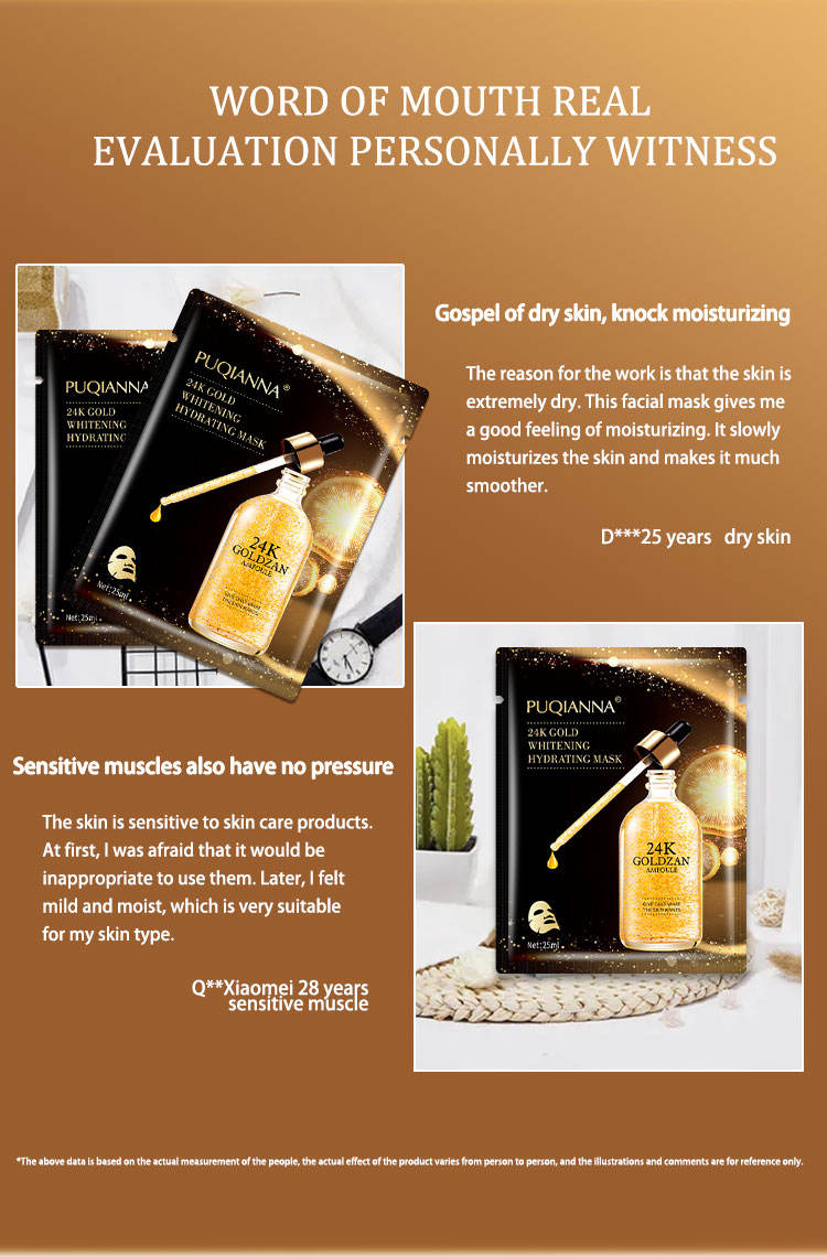 Pack of 5, 24K Gold Collagen Sheet Mask – Anti-Aging Hydrating Face Mask for Brightening Skin, Reduces Wrinkles, Fine Lines & Dark Circles