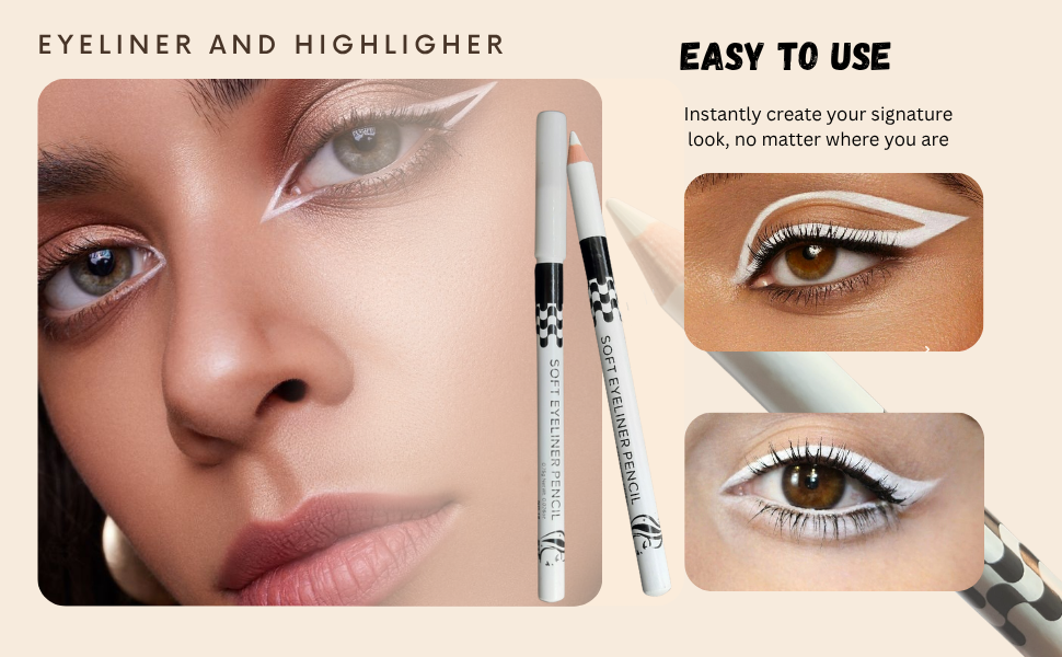 BTF White Soft Kohl Eyeliner Pencil for Eyelashes, Waterline Eyes Create any Eye Shape