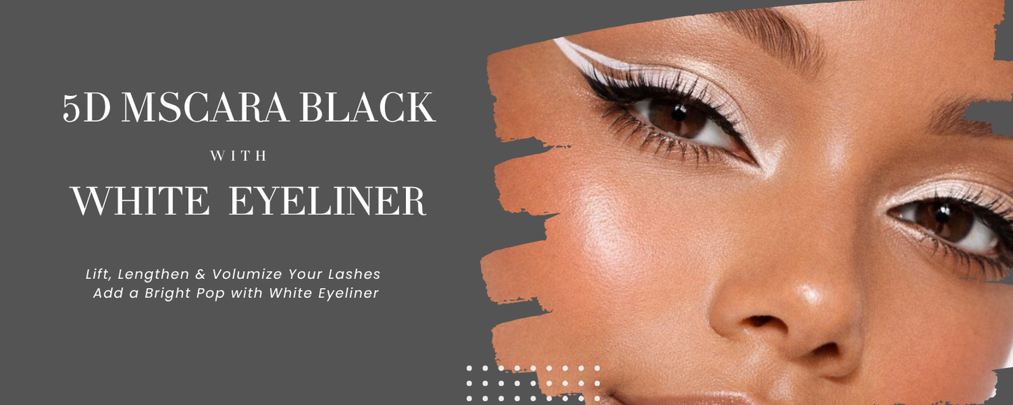 BTF White eyeliner and 5D Eyelashes Mascara Black 2 in 1 Beauty Set Gift for her Eyes Care