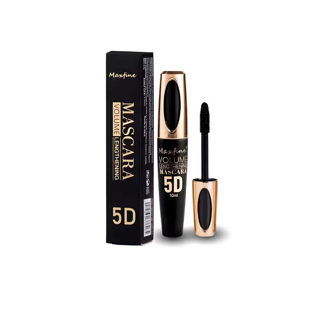 5D Fiber Black Mascara Waterproof Curling Volumizing & Lengthening Eyelash Mascara, Long-Lasting Non-Smudge