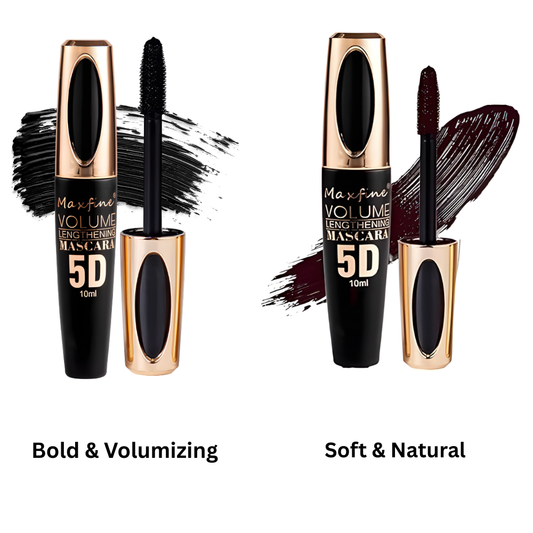 Black & Brown Mascara,5D Silk Fiber Eyelash Volume with Soft Brush