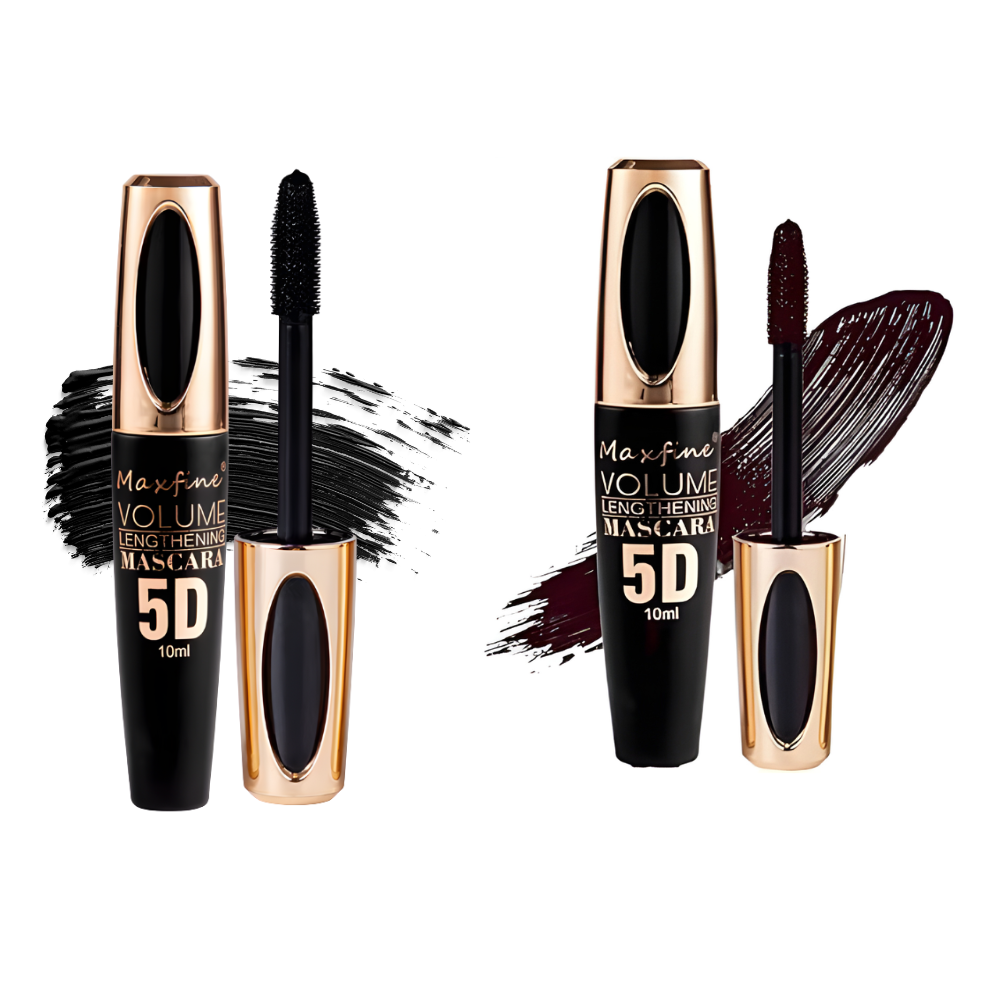 Black & Brown Mascara,5D Silk Fiber Eyelash Volume with Soft Brush