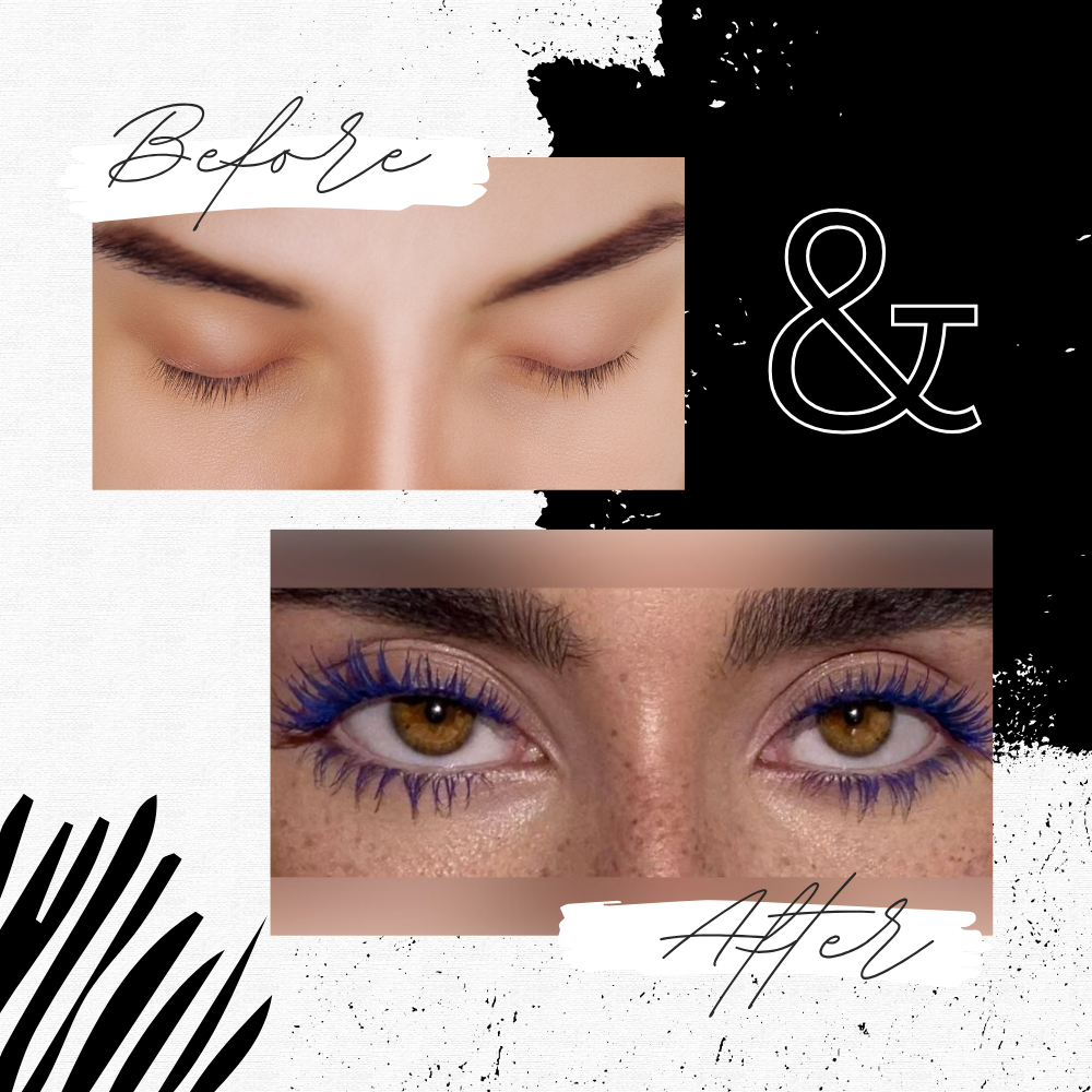 Blue+Purple Mascara,5D Silk Fiber Eyelash Volume with Soft Brush, Long-Lasting Waterproof No Smudge (2PCS Blue+Purple)