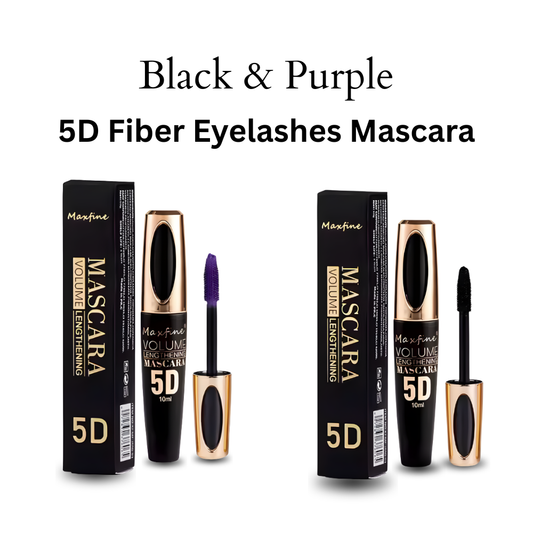 Blue+Purple Mascara,5D Silk Fiber Eyelash Volume with Soft Brush, Long-Lasting Waterproof No Smudge (2PCS Blue+Purple)