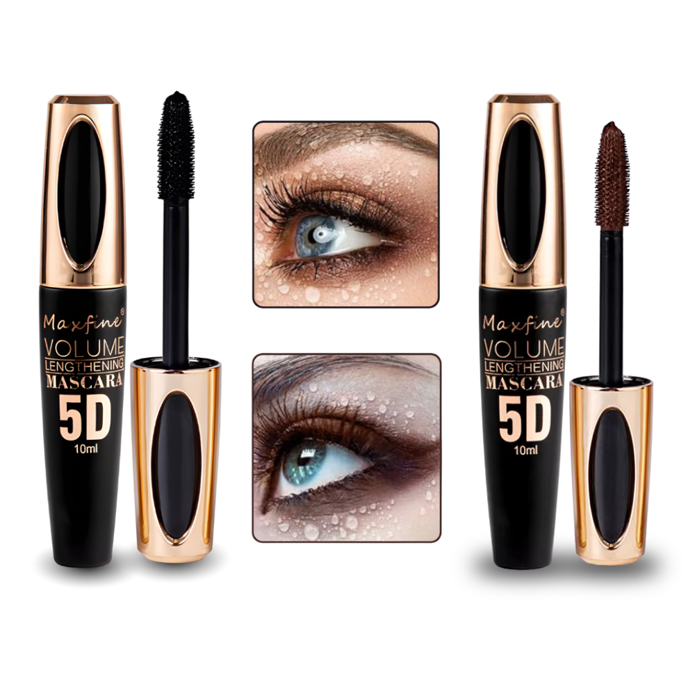 Black & Brown Mascara,5D Silk Fiber Eyelash Volume with Soft Brush