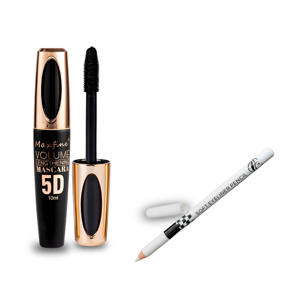 BTF White eyeliner and 5D Eyelashes Mascara Black 2 in 1 Beauty Set Gift for her Eyes Care