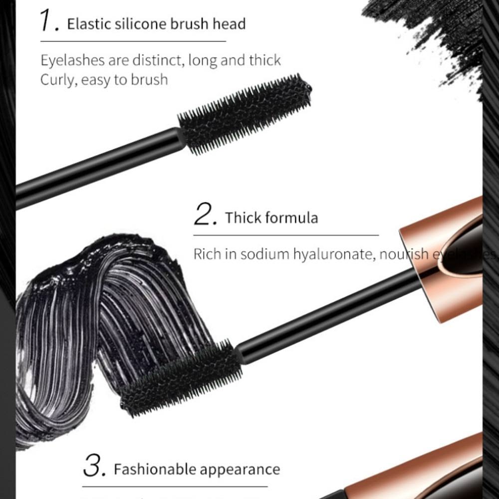 5D Fiber Black Mascara Waterproof Curling Volumizing & Lengthening Eyelash Mascara, Long-Lasting Non-Smudge