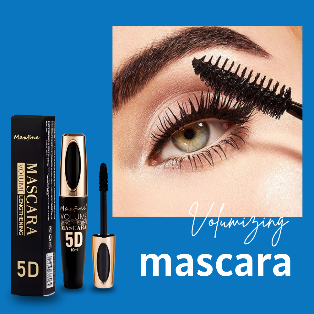 5D Fiber Black Mascara Waterproof Curling Volumizing & Lengthening Eyelash Mascara, Long-Lasting Non-Smudge