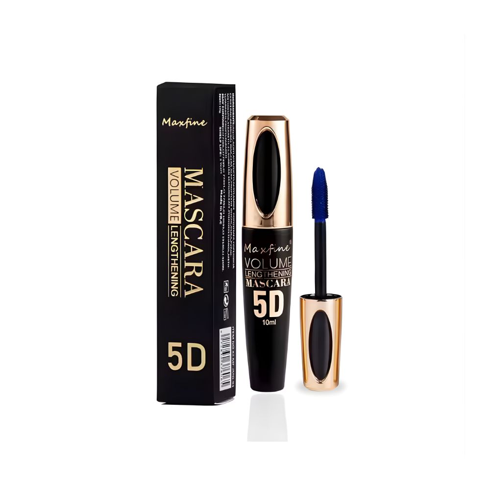 5D Silk Fiber Eyelash Mascara Black Volume Lash Sensational Volumizing Soft Brush and Thickening Mascaras Waterproof Long-Lasting Non Smudge False Effect (Blue)