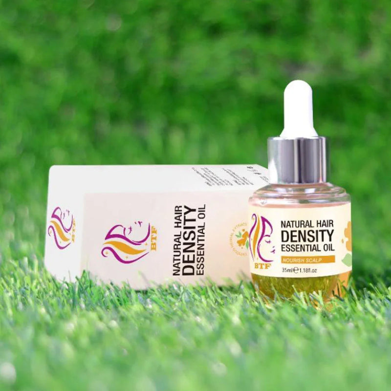 Stimulate follicles, Improve scalp hydration, Prevent thinning, support natural hair regrowth with Natural Hair Density Essential Oil.