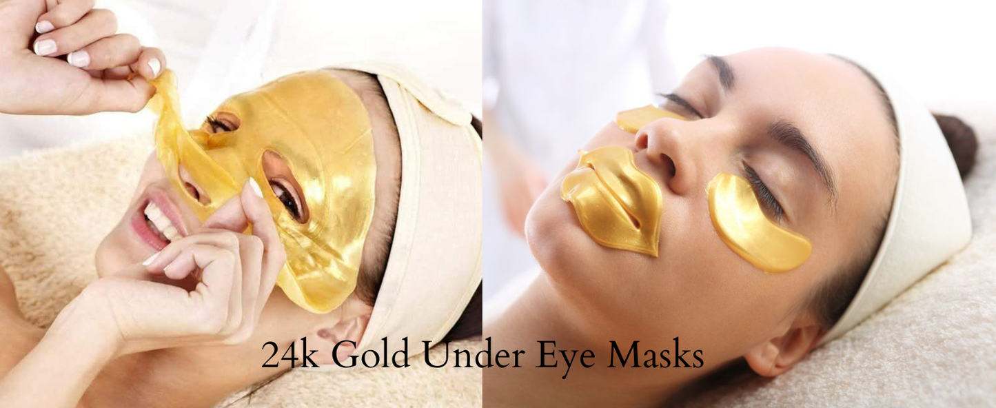 24K Gold Collagen Face, Under Eye & Lip Mask Set – Anti-Aging Hydrating Skincare, Reduces Dark Circles, Fine Lines & Puffiness – Spa Facial Treatment