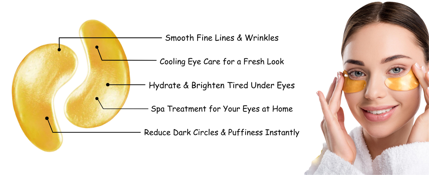 24K Gold Collagen Face, Under Eye & Lip Mask Set – Anti-Aging Hydrating Skincare, Reduces Dark Circles, Fine Lines & Puffiness – Spa Facial Treatment
