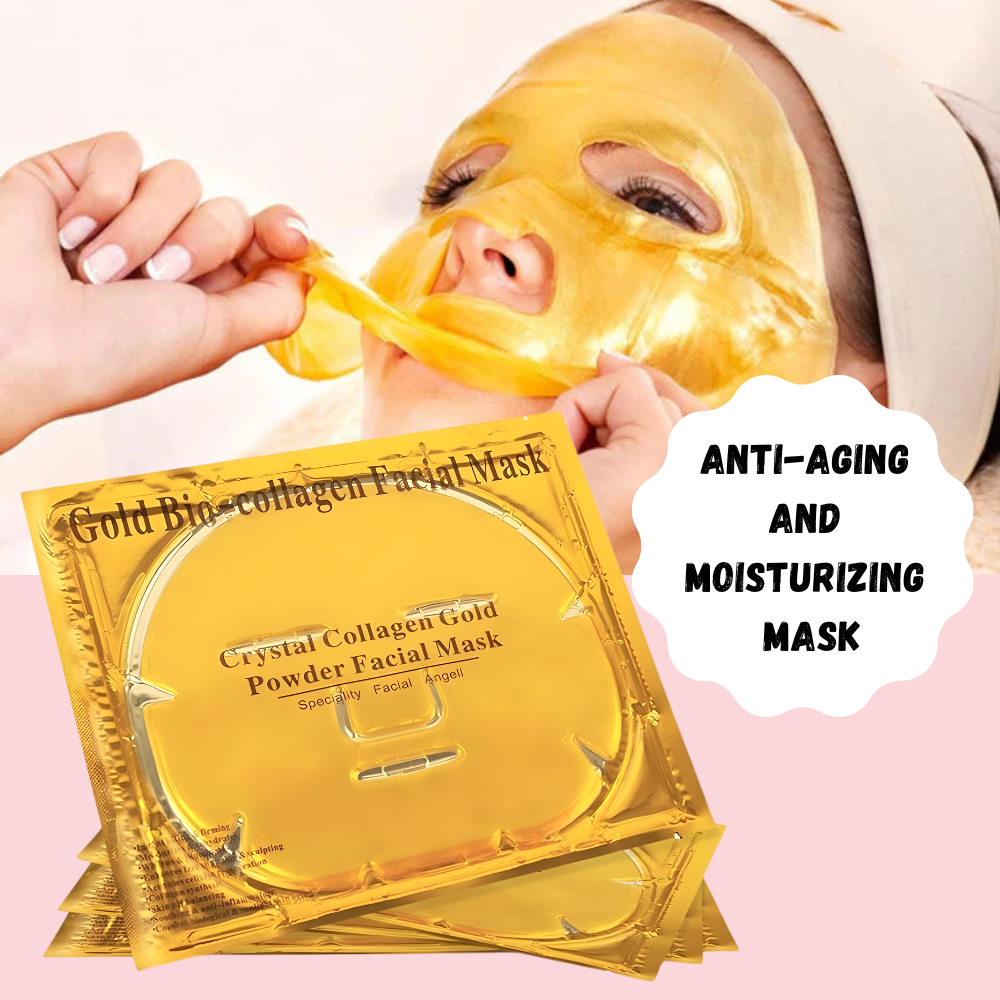 24K Gold Collagen Face, Under Eye & Lip Mask Set – Anti-Aging Hydrating Skincare, Reduces Dark Circles, Fine Lines & Puffiness – Spa Facial Treatment