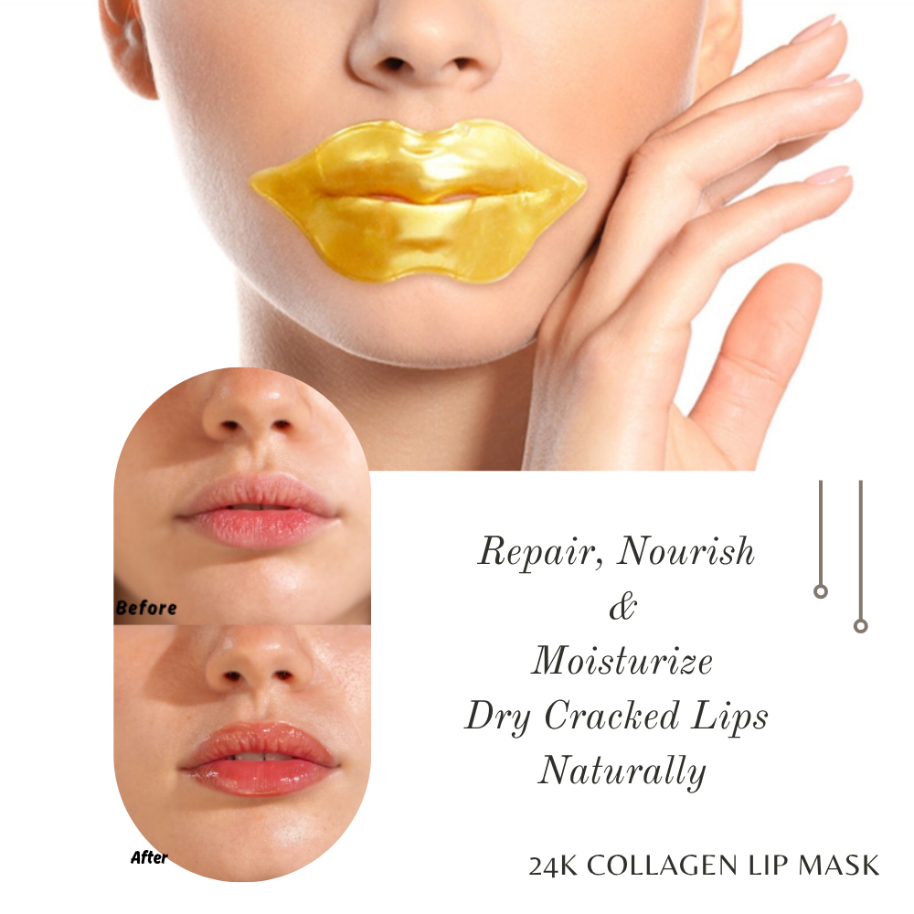 24K Gold Collagen Face, Under Eye & Lip Mask Set – Anti-Aging Hydrating Skincare, Reduces Dark Circles, Fine Lines & Puffiness – Spa Facial Treatment