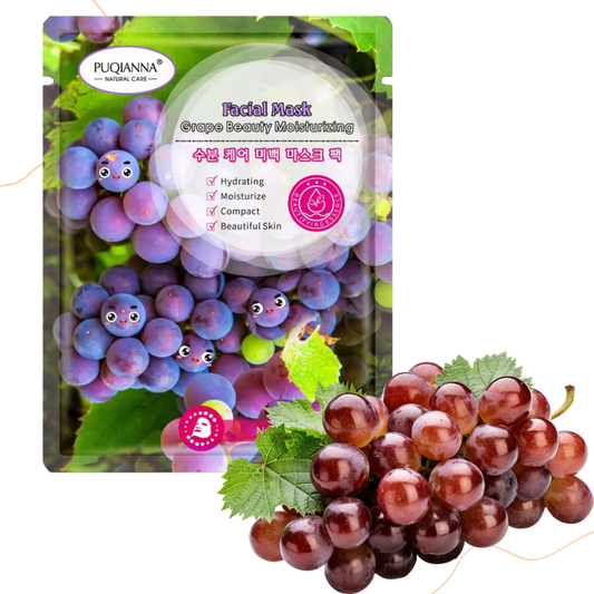 Brightening Grape Sheet Mask – Whitening, Hydrating & Moisturizing Facial Masks for Glowing Skin (5 PCS)