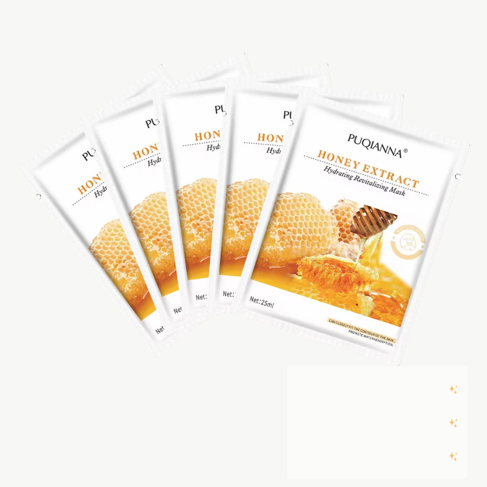Honey Sheet Mask Pack of 5 – Hydrating & Nourishing Face Masks for Glowing Skin