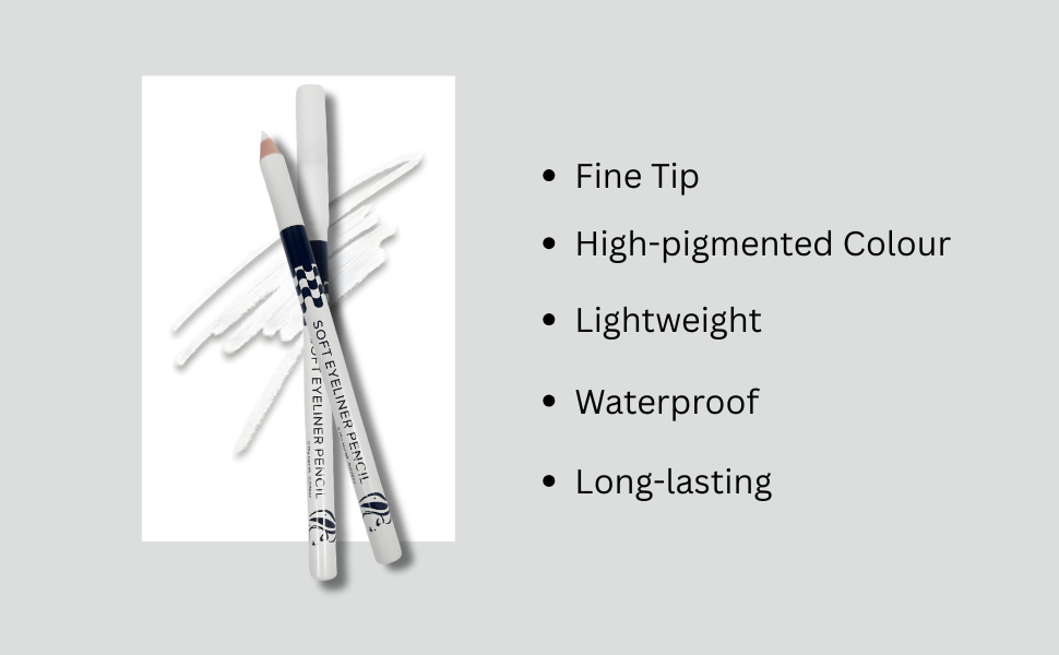 BTF White Soft Kohl Eyeliner Pencil for Eyelashes, Waterline Eyes Create any Eye Shape - Set of 3