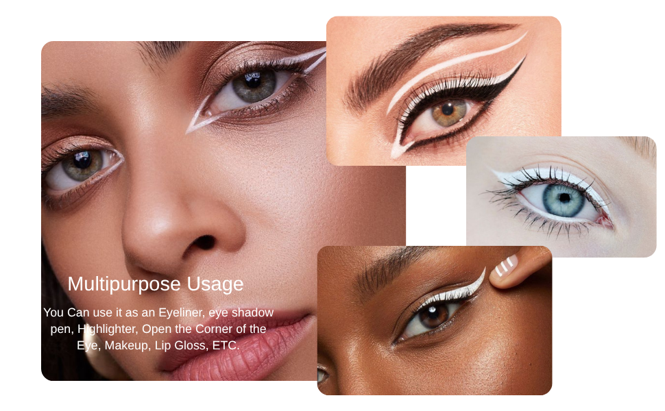 BTF White Soft Kohl Eyeliner Pencil for Eyelashes, Waterline Eyes Create any Eye Shape - Set of 3