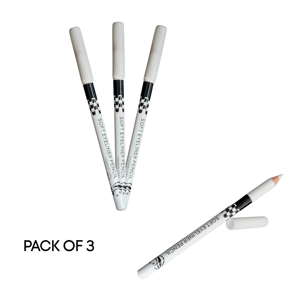 BTF White Soft Kohl Eyeliner Pencil for Eyelashes, Waterline Eyes Create any Eye Shape - Set of 3