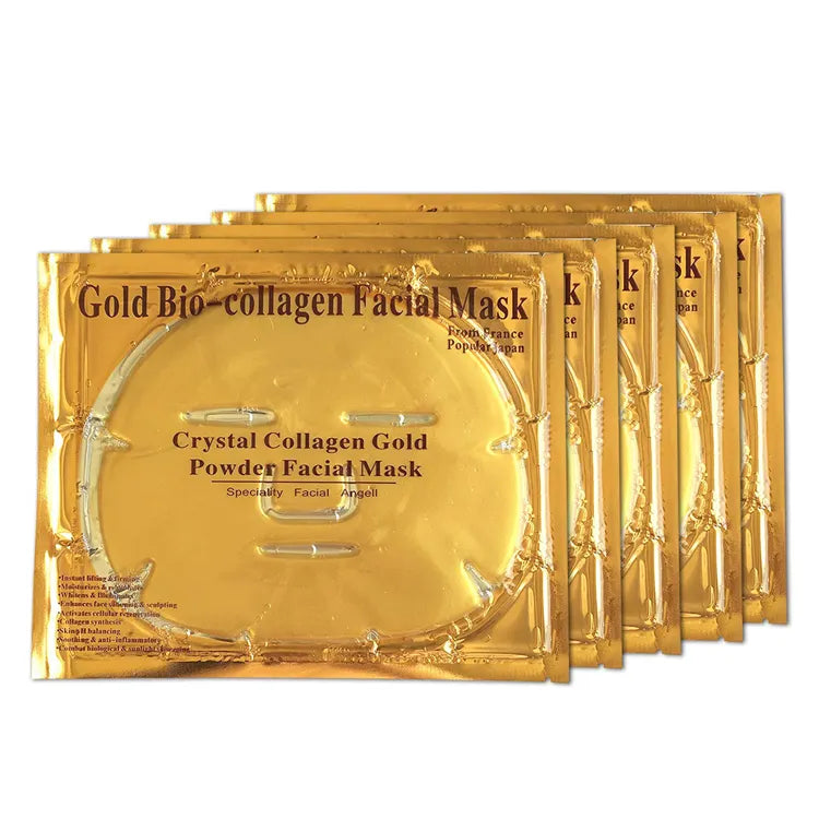 24K Gold Bio Collagen Crystal Face Facial Mask, Anti ageing Skin Care, LuxeLift Facial Mask for Youthful Skin Pack of 5