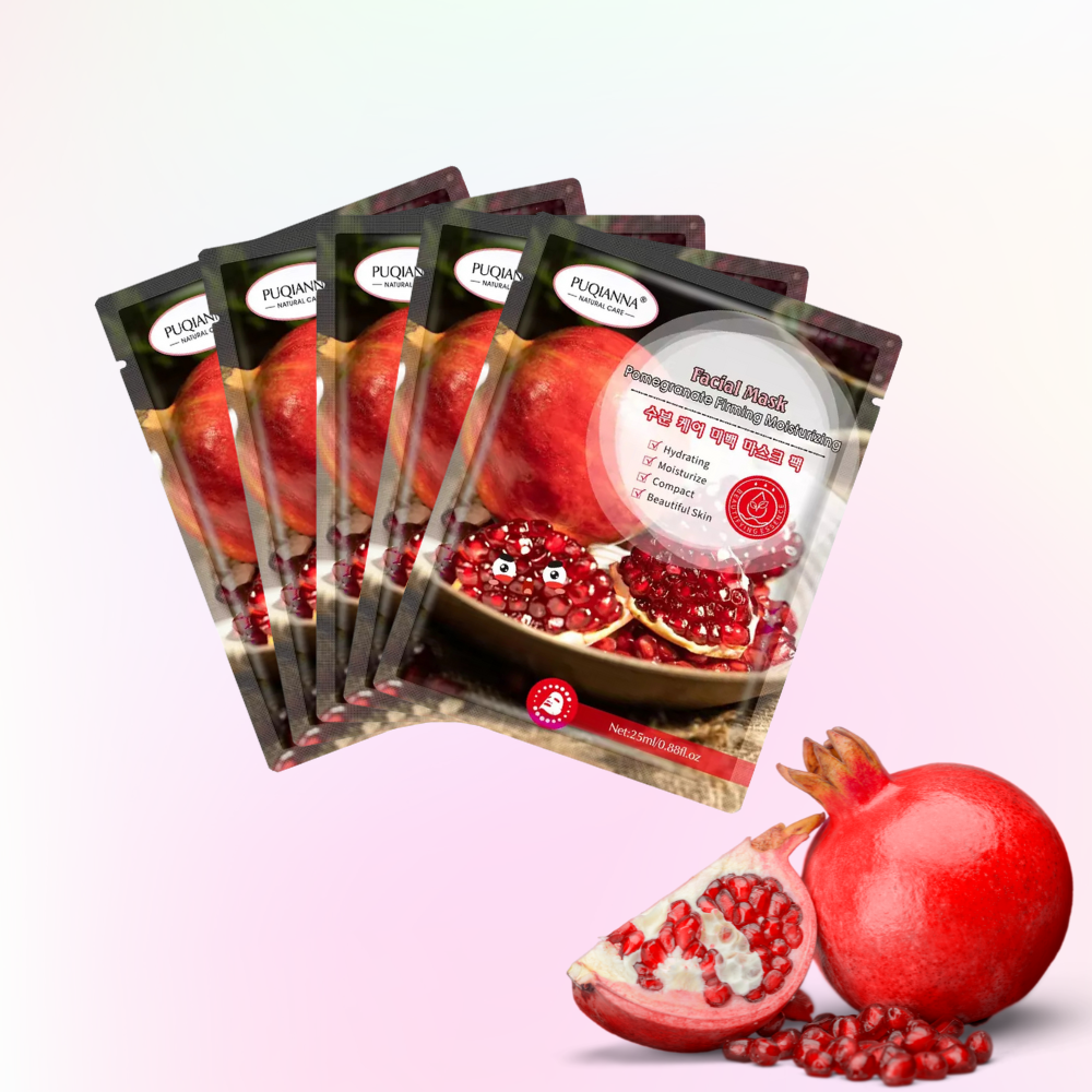 Pomegranate Face Sheet Mask Pack of 5pcs – Anti-Aging & Hydrating Glow Masks