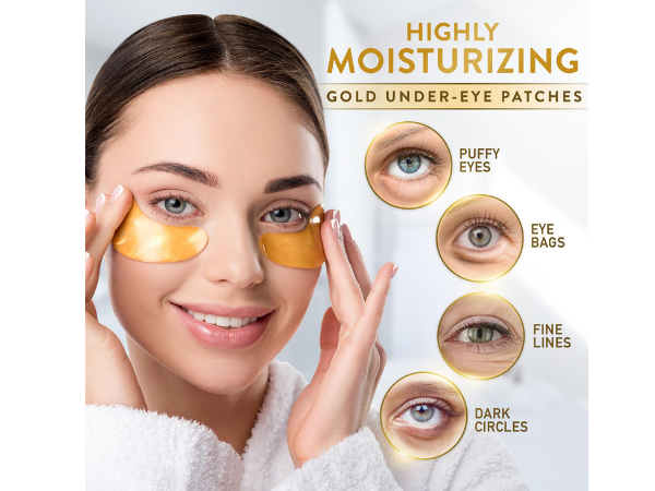 24K Gold Collagen Face, Under Eye & Lip Mask Set – Anti-Aging Hydrating Skincare, Reduces Dark Circles, Fine Lines & Puffiness – Spa Facial Treatment