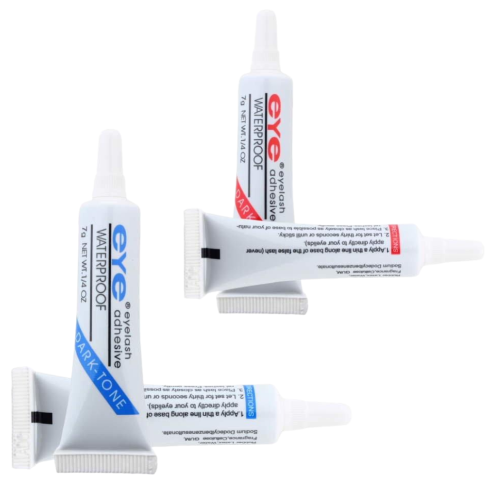 Pack of 2 False Eyelashes Glue Strong Waterproof Adhesive 7g Tubes - Dark Glue + White Glue