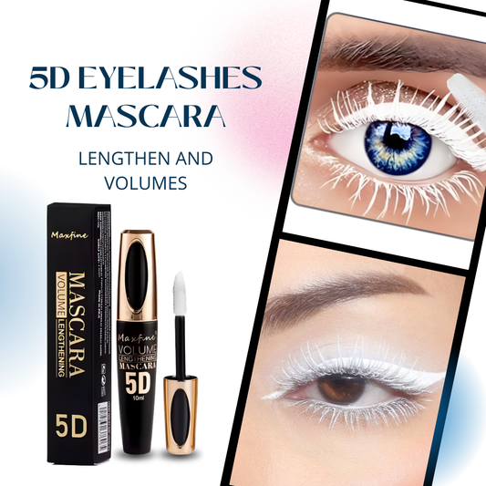 White Mascara,5D Silk Fiber Eyelash Volume with Soft Brush, Lash Sensational Volumizing, Long-Lasting Waterproof No Smudge