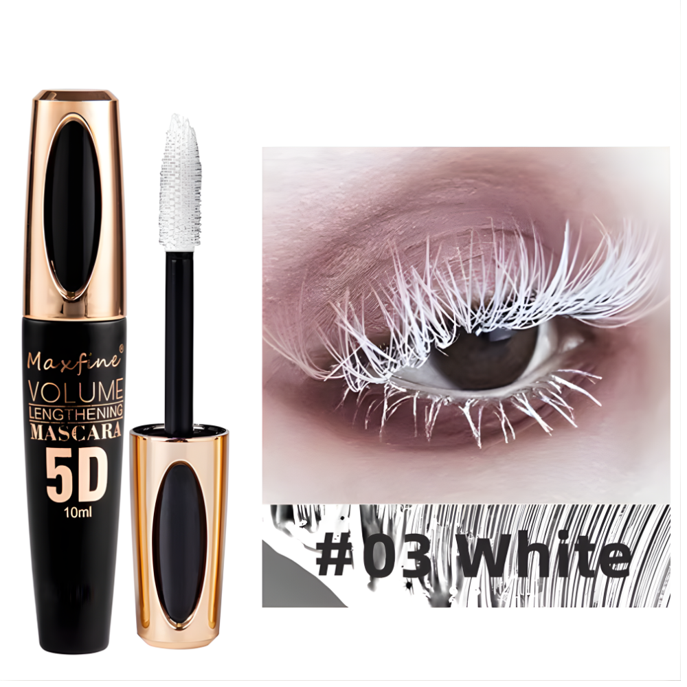 White Mascara,5D Silk Fiber Eyelash Volume with Soft Brush, Lash Sensational Volumizing, Long-Lasting Waterproof No Smudge