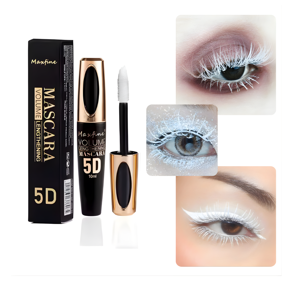 White Mascara,5D Silk Fiber Eyelash Volume with Soft Brush, Lash Sensational Volumizing, Long-Lasting Waterproof No Smudge