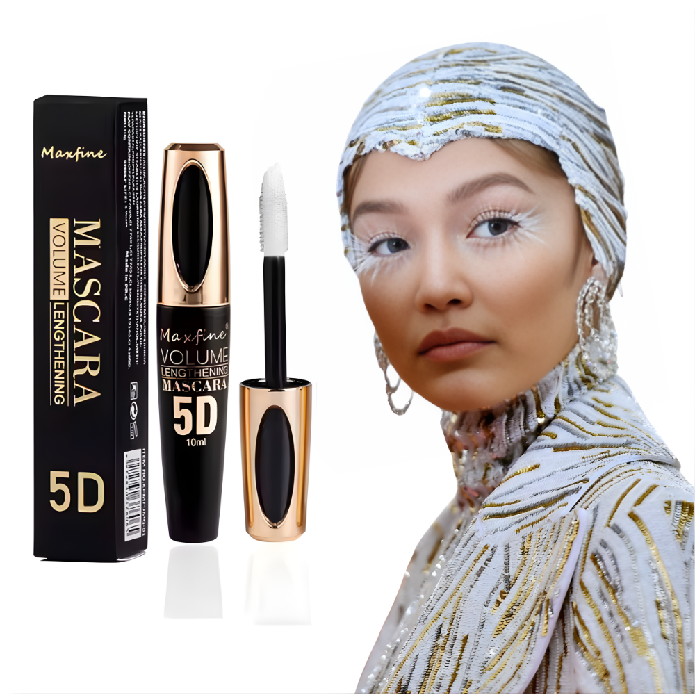 White Mascara,5D Silk Fiber Eyelash Volume with Soft Brush, Lash Sensational Volumizing, Long-Lasting Waterproof No Smudge