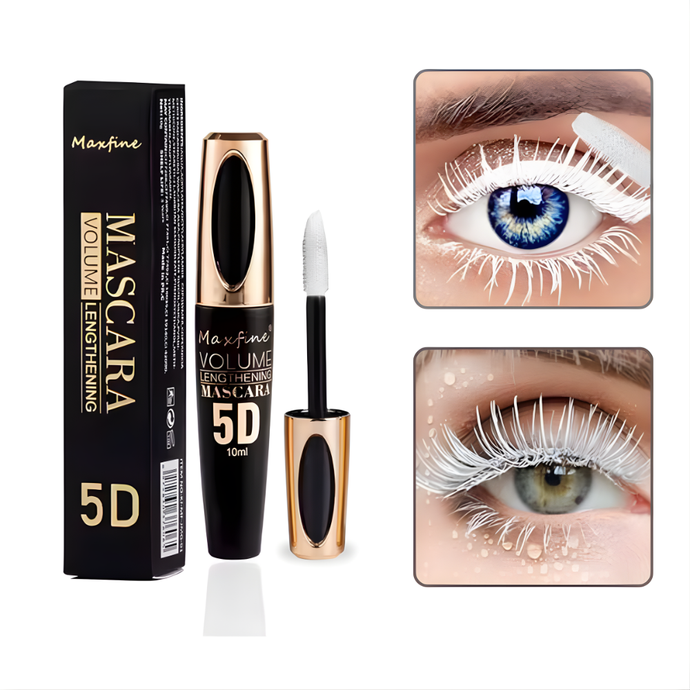 White Mascara,5D Silk Fiber Eyelash Volume with Soft Brush, Lash Sensational Volumizing, Long-Lasting Waterproof No Smudge