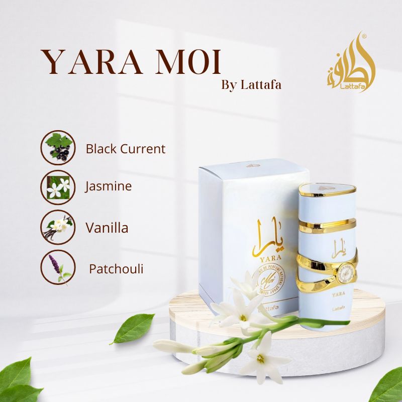 Yara Moi Lattafa, Yara Moi perfume, Lattafa Yara Moi Eau de Parfum, Yara Moi fragrance, Yara Moi by Lattafa Eau de Parfum bottle for women – sweet floral gourmand fragrance.