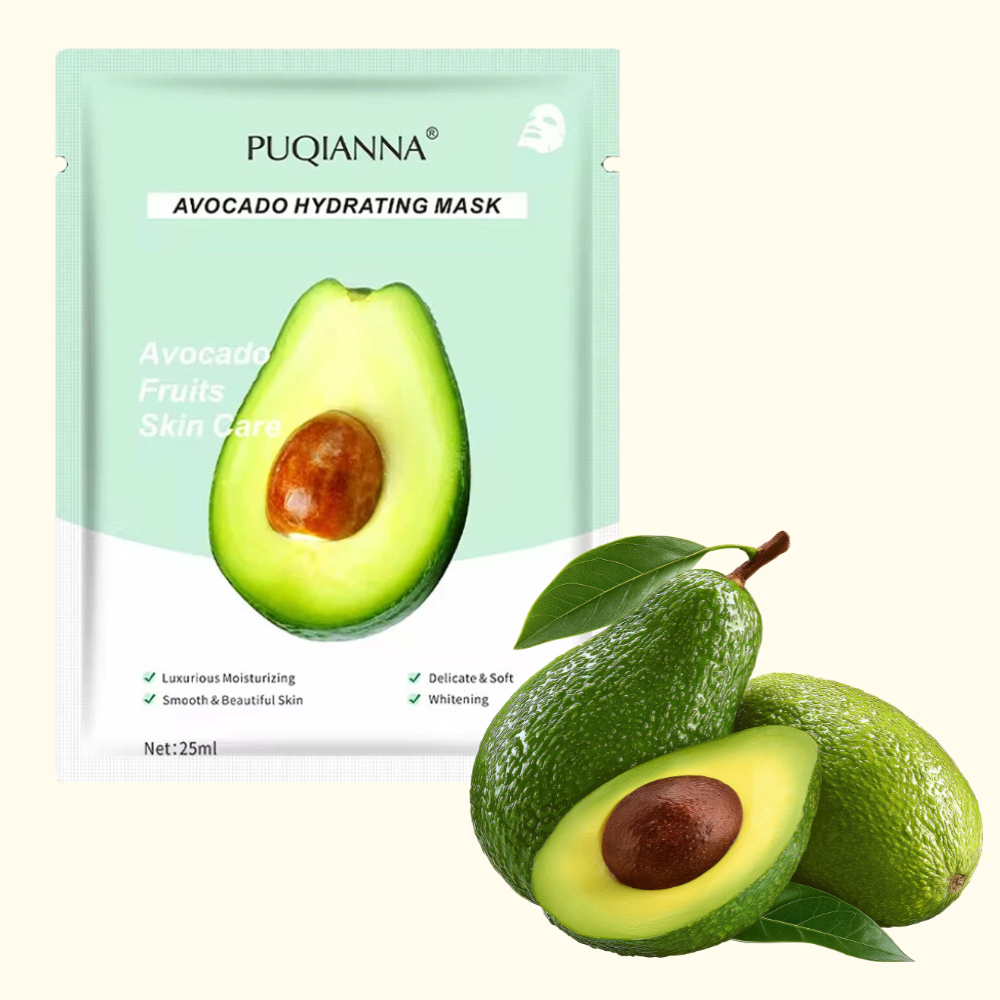 Avocado Face Masks Skincare, Pack of 5 Sheet Mask, Face Masks, Plant Extracts, Hydrating, Moisturizing