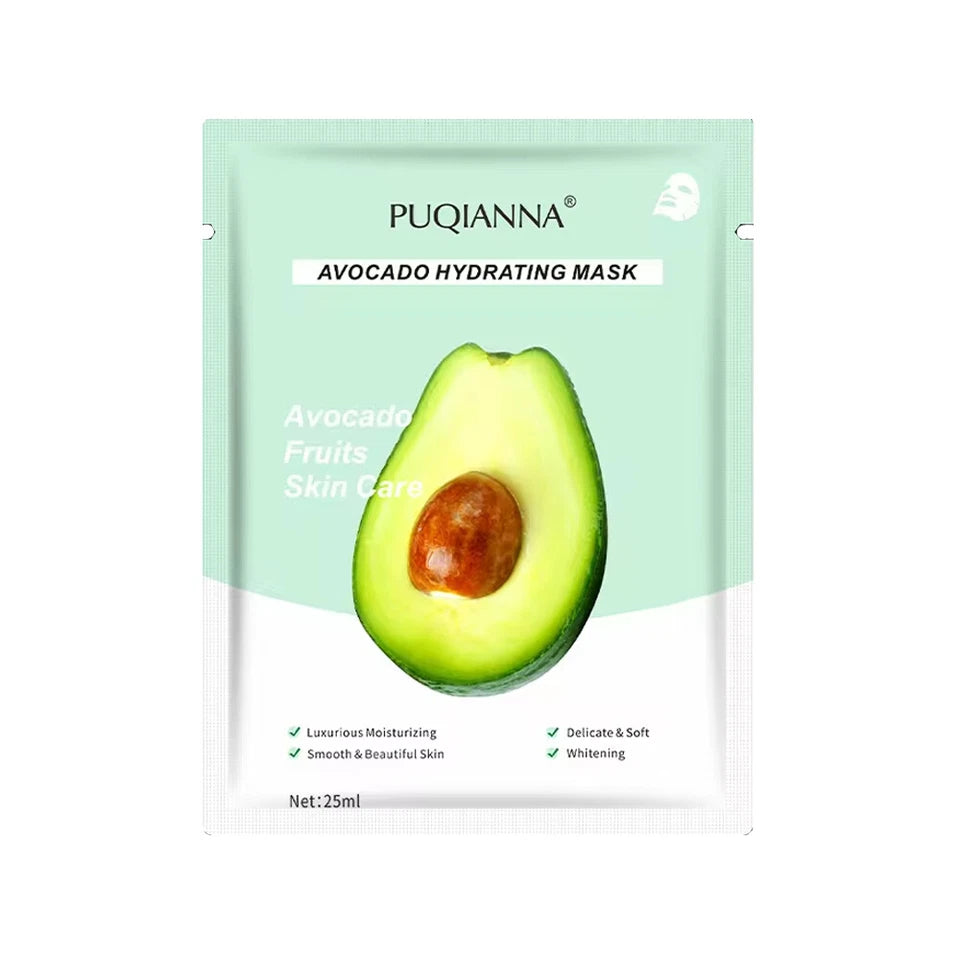 Avocado Face Masks Skincare, Pack of 5 Sheet Mask, Face Masks, Plant Extracts, Hydrating, Moisturizing
