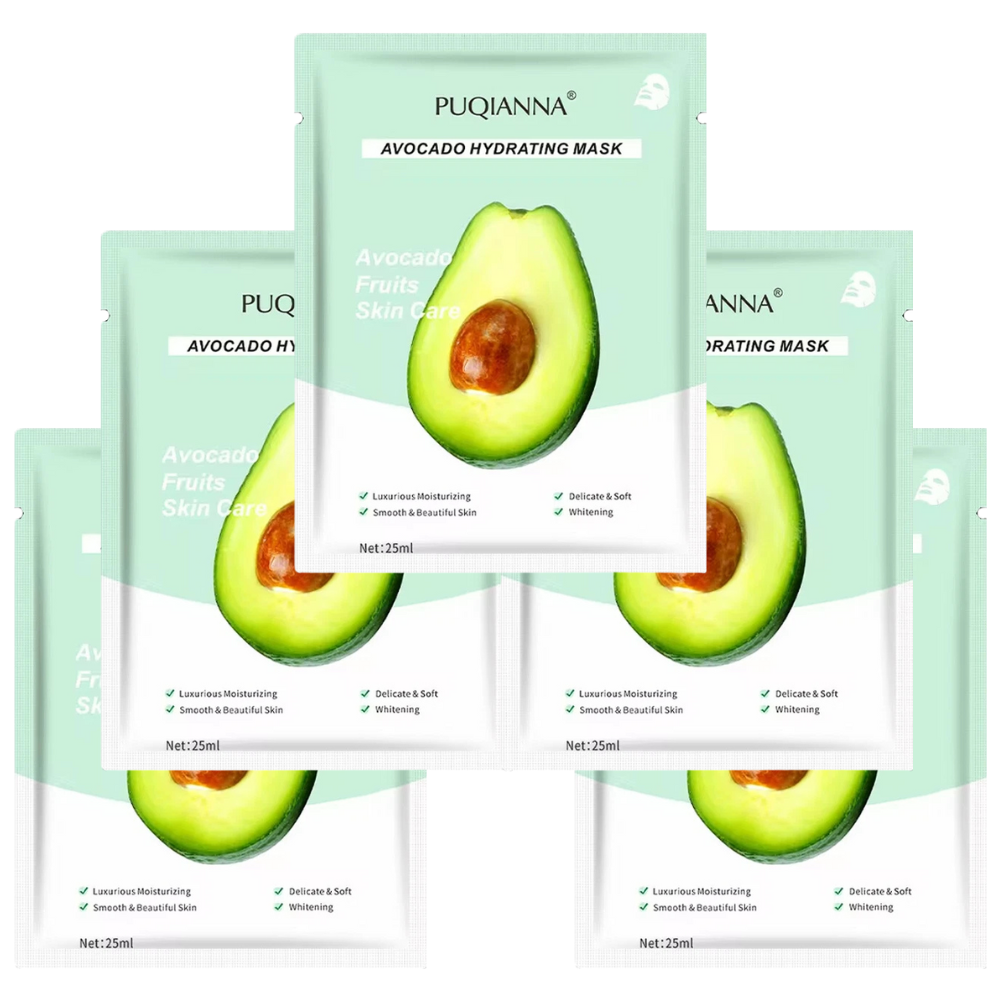 Avocado Face Masks Skincare, Pack of 5 Sheet Mask, Face Masks, Plant Extracts, Hydrating, Moisturizing