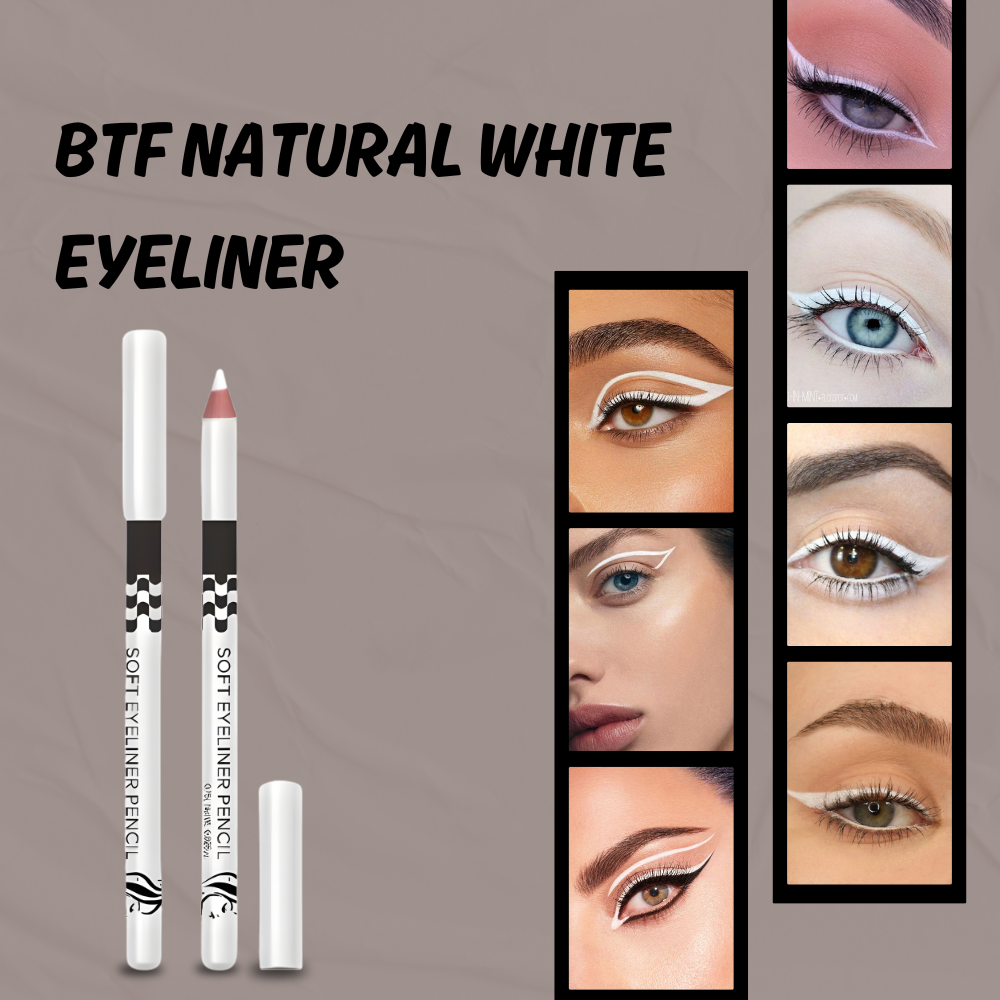 BTF White Soft Kohl Eyeliner Pencil for Eyelashes, Waterline Eyes Create any Eye Shape - Set of 3