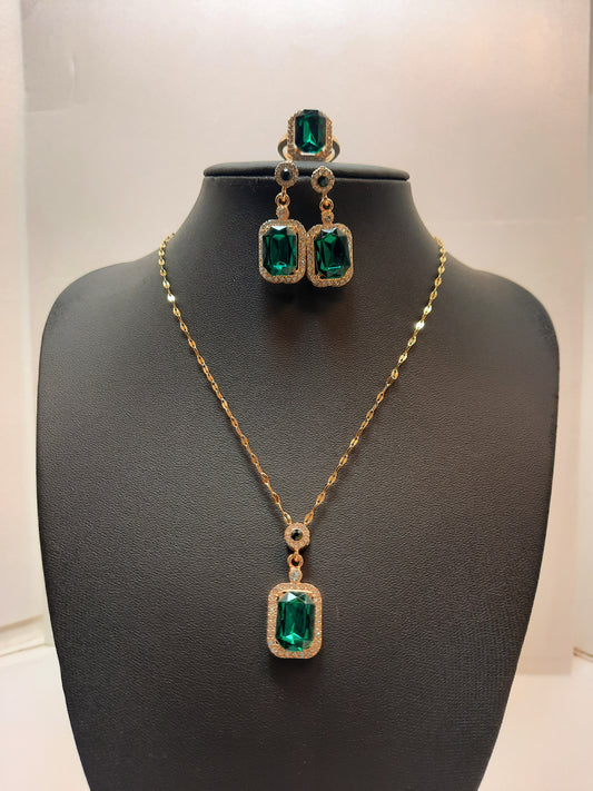 Elegant Women’s Jewellery Set - Gemstone Earrings, Necklace & Ring - Perfect for Weddings, Parties & Special Moments