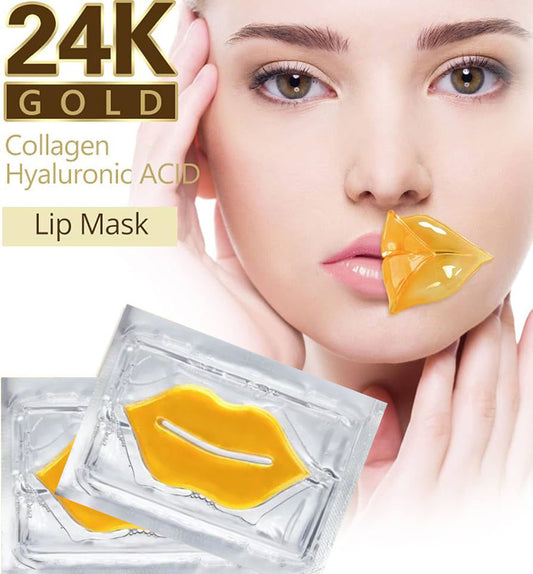 Luxurious 24K Gold Lip Mask with collagen to hydrate, plump, and smooth dry lips 24K Collagen Lip Treatment