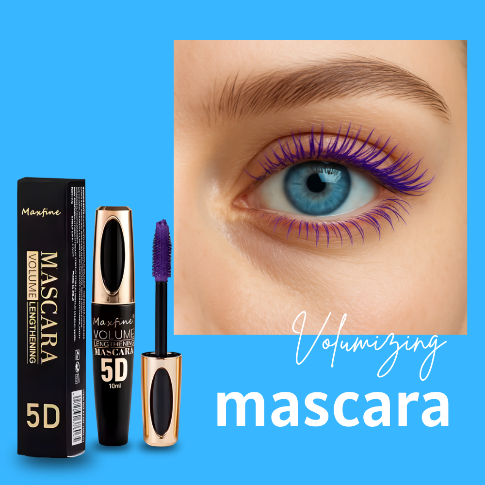 Mascara, 5D silk fiber mascara, extra-long thick mascara, waterproof, sweat-proof, non-smudging and lasting makeup all day (purple)