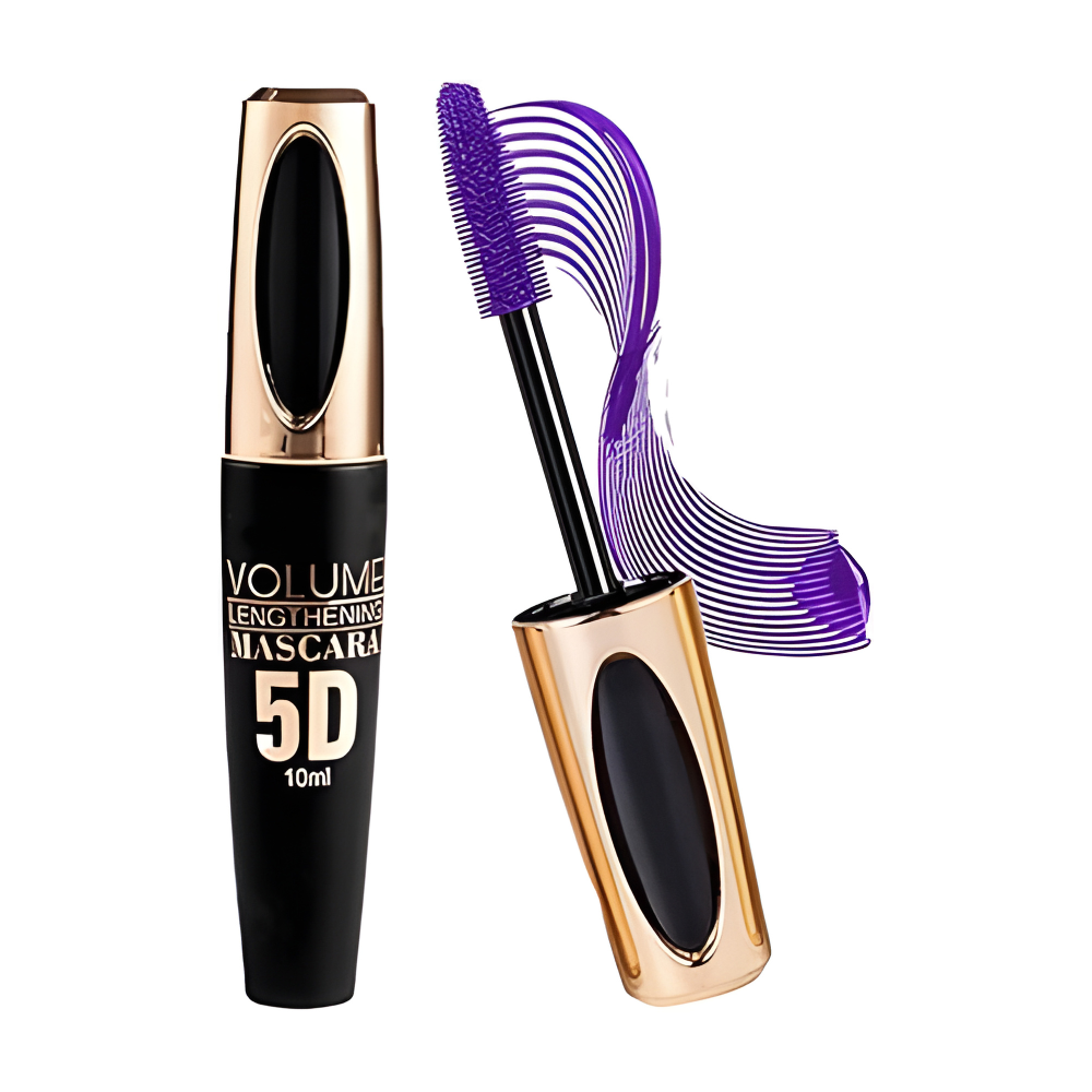 Mascara, 5D silk fiber mascara, extra-long thick mascara, waterproof, sweat-proof, non-smudging and lasting makeup all day (purple)