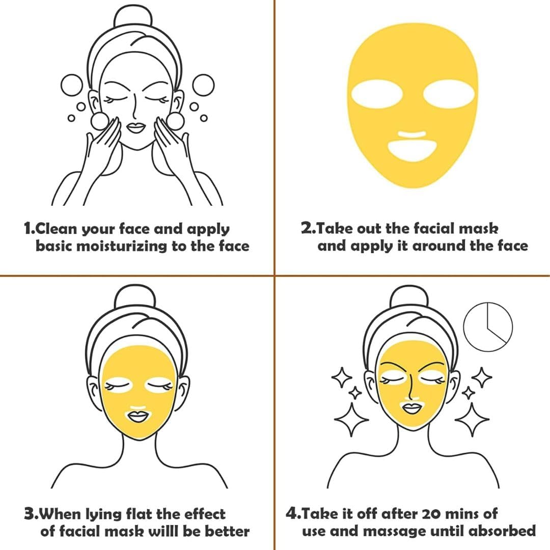 24K Gold Bio Collagen Crystal Face Facial Mask, Anti ageing Skin Care, LuxeLift Facial Mask for Youthful Skin Pack of 5