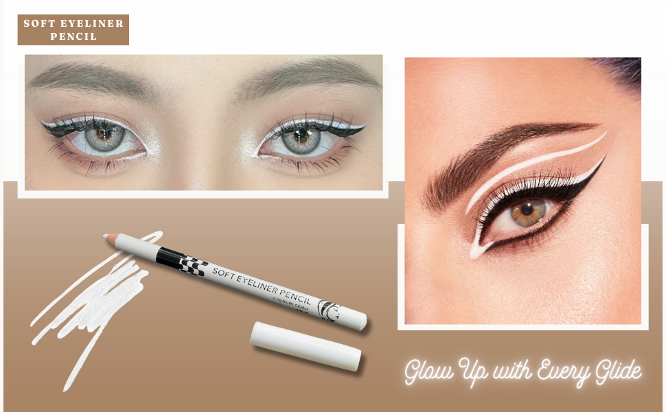 BTF White Soft Kohl Eyeliner Pencil for Eyelashes, Waterline Eyes Create any Eye Shape - Set of 3